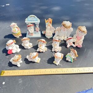 Dreamsicles Figurine Lot 14pcs Mother To Be Flower Basket 2000 ICE Limited Edit